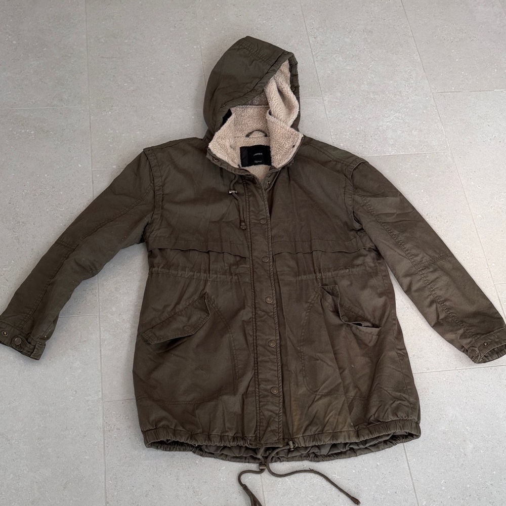 Forever 21 Olive Utility Jacket with Hood